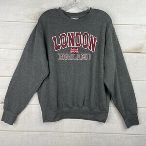 Zone One London England Sweatshirt Adult Sz L Gray Pullover Tourist Fleece